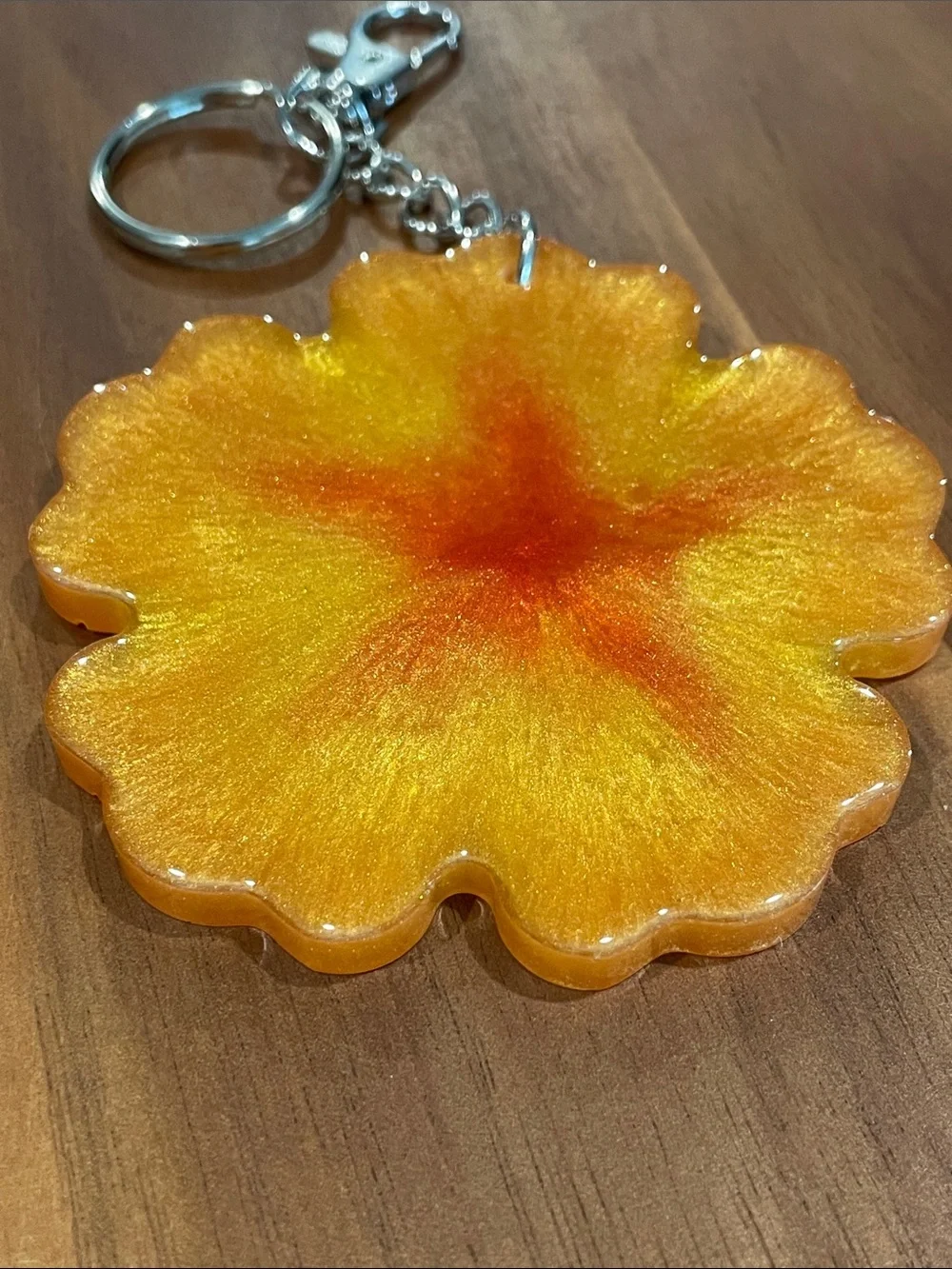 Handmade Yellow & Orange Flower Resin Keychain/Bag Charm